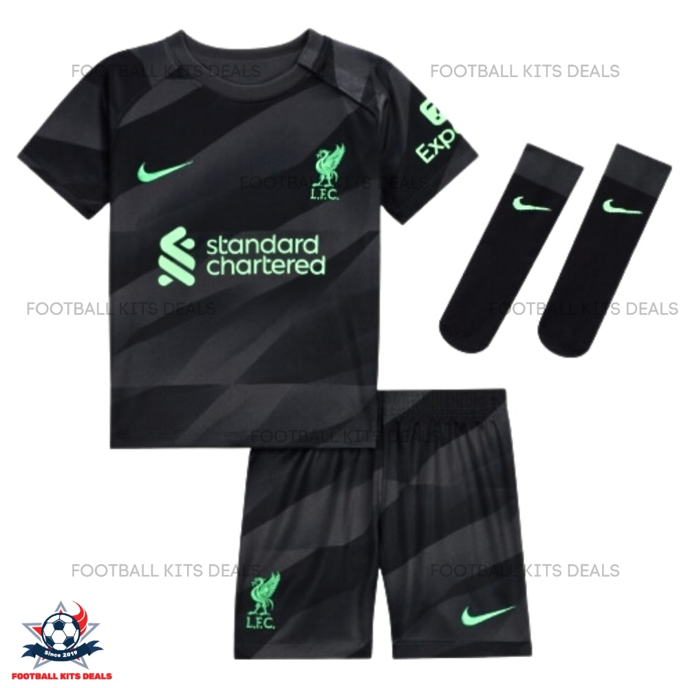 Liverpool Goalkeeper Black Kid Football Kit Deals
